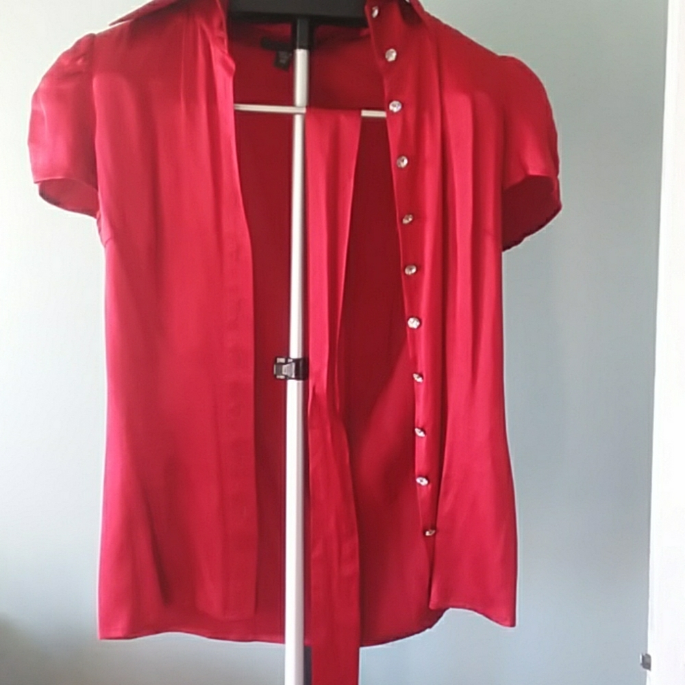 Red silk blouse